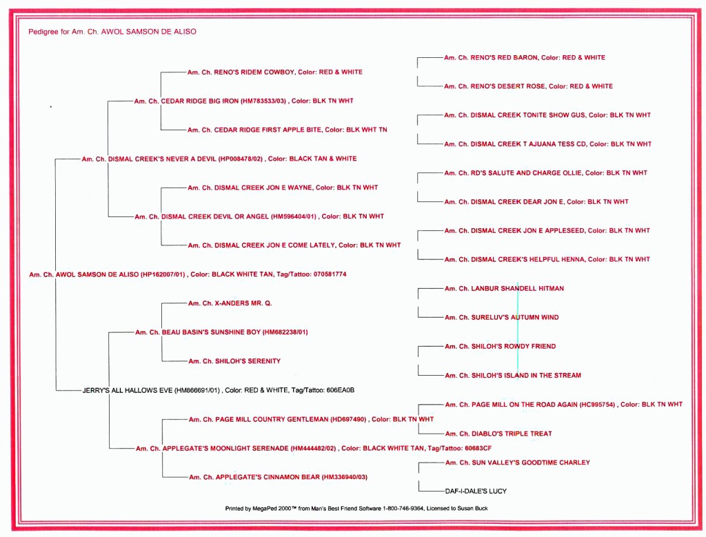 Pedigree of CH AWOL SAMSON DE ALISO